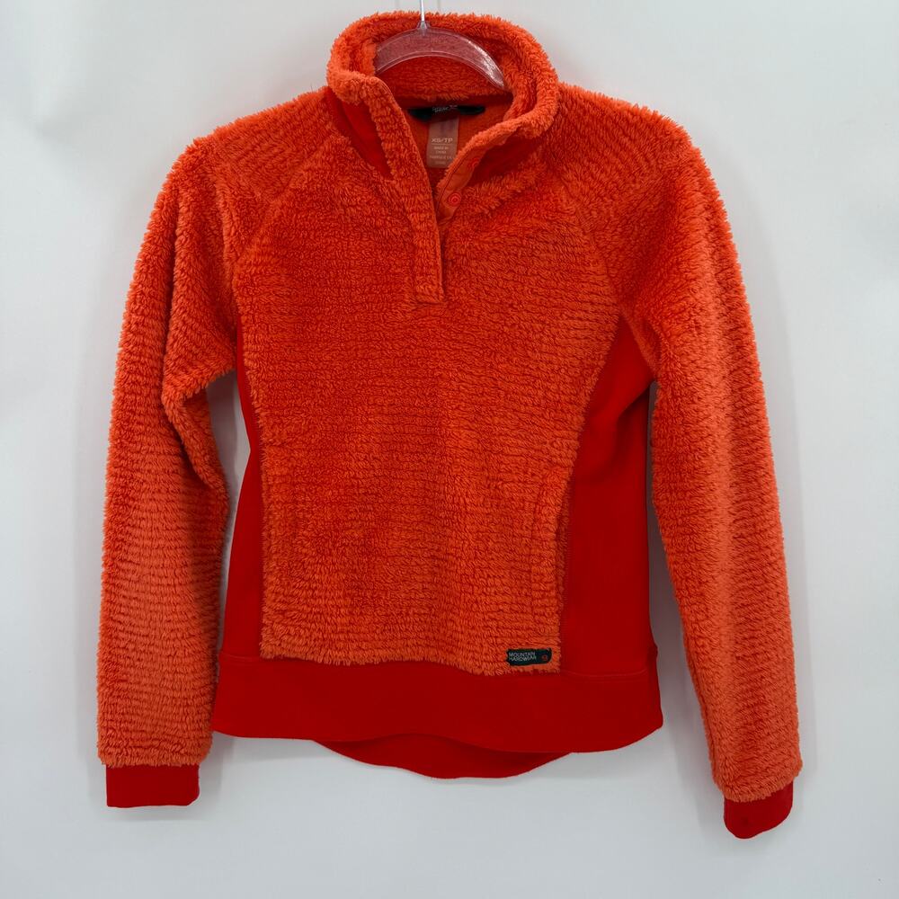 MOUNTAIN HARDWEAR Fleece 1/4 Zip Pullover Womens Size XS Orange Outdoors Jacket